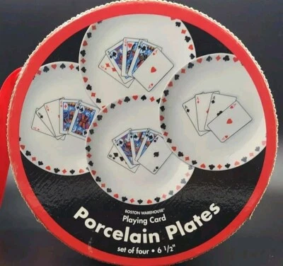 Juego de 4 platos de postre de cartas de póker Susanne Riette Boston Warehouse 2003 Foto 1 de 3
