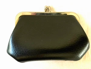 VINTAGE SMALL BLACK COIN PURSE 3" x 2" (kiss lock closure) - Picture 1 of 6