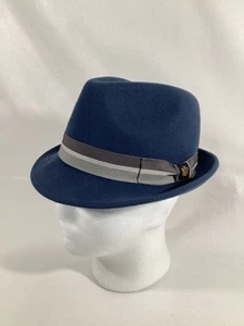 Goorin Bros Fedora Blue 100% Wool on Tag O/S (Hand Measured) Size 6-7/8 - Picture 1 of 7