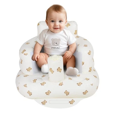 Baby Inflatable Seat Chair 3–36 Months – Built-in Air Pump Bear Design Soft Supp - Image 1 of 4