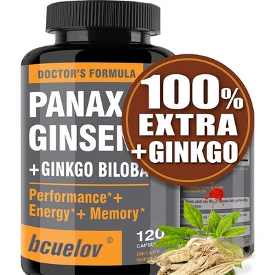 Panax Ginseng Ginkgo Biloba Most Effective Supports Stamina Boost Memory 120Caps - Image 1 of 4
