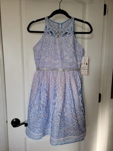 Rare Editions Girls Sleeveless SPRING Special Occasion Dress Periwinkle Size 16  - Picture 1 of 13