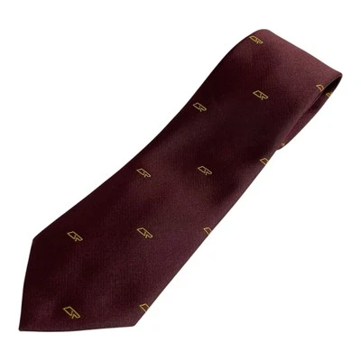 Queensland Rail Neck Tie Australian Made Gold QR Logo 8 x 140cm Maroon Polyester - Image 1 of 4