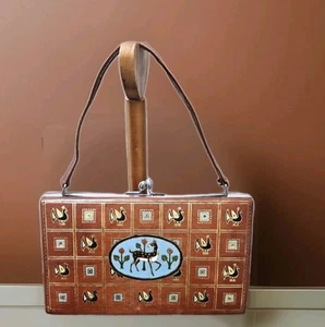Vintage Brown Cottagecore Small Uniquue Handbag With Fawn - Picture 1 of 8