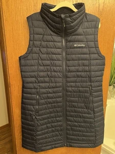 Columbia Women’s Omni Heat Size Xlarge Long Vest Navy Blue Preowned - Picture 1 of 7