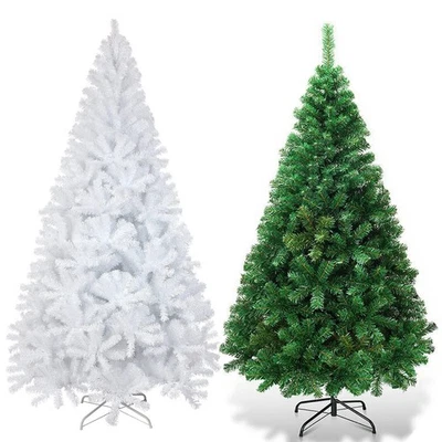 4/5/6/7FT White Green Christmas Tree Spruce Realistic Artificial Bushy Pine Xmas - Image 1 of 4