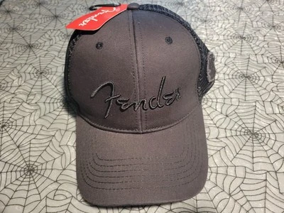 Fender Guitars Blackout Black Strap Back Snapback Hook Loop Mesh Trucker Hat Cap - Image 1 of 4