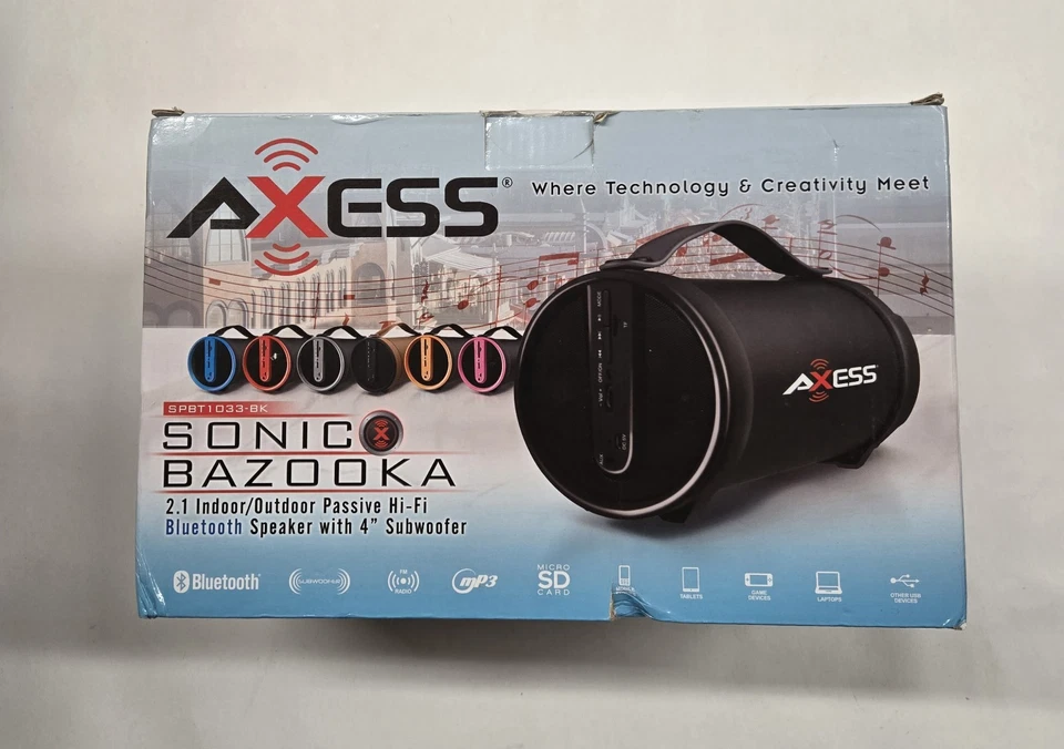 Портативный Bluetooth-динамик цилиндрический внутренний/наружный AXESS SPBT1033Bk - черный - Изображение 1 из 4