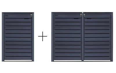 FAIRPREIS-DESIGN Mülltonnenbox Mülltonnenverkleidung anthrazit Holz 240L Modell Heide 3 Tonnen