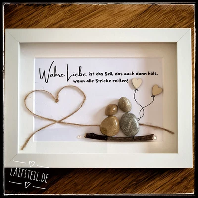 Steinbild Wahre Liebe 💕 für Paare, Hochzeit, Jahrestag! Geschenk Personalisiert - Bild 1 von 4
