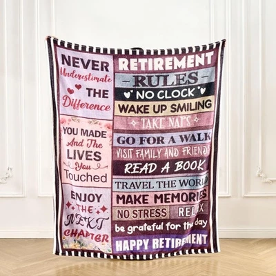 Manta de jubilación rosa para mujer 50x60 pulgadas - Manta de franela suave Tho... Foto 1 de 4