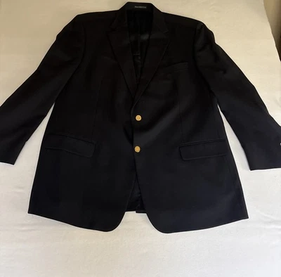 Men's Botany 500 Navy Blue Wool Blazer 2 Button Jacket Sport Coat Sz 50 Long - Image 1 of 4