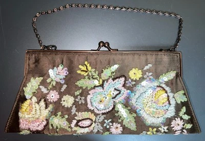 Bolso de mano de noche con cadena extraíble de lentejuelas Carlo Fellini bronce floral *Ver fotos Foto 1 de 4