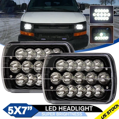 Pair For Chevy Express Cargo Van 1500 2500 3500 7x6" 5x7" LED Headlights Hi/Lo Foto 1 de 4