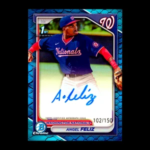 2024 Bowman Chrome Angel Feliz 1st Blue Reptilian Refractor Auto #CPA-AF RC /150 - Picture 1 of 2