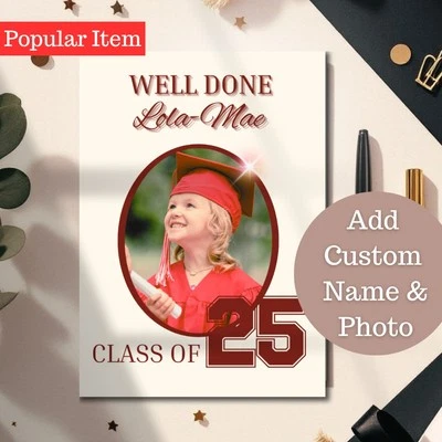 Personalised Graduation Card – Photo & Name | Preschool, School, Nursery Leaver - Image 1 of 4