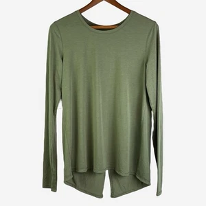 Old Navy Active Top Womens M Tall Go Dry Open Back Long Sleeve Green Wicking - Picture 1 of 8