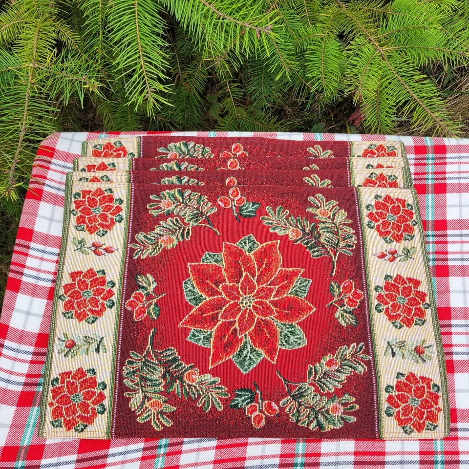 Juego de 4 manteles tapices vintage de Navidad de pascua  Foto 1 de 3