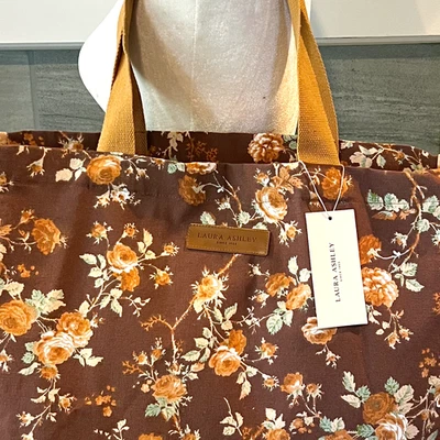 Laura Ashley 'Belinda' Canvas Tote in Apricot & Wine Cottagecore Shabby Chic NWT - Image 1 of 4