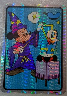 DE COLECCIÓN MICKEY MOUSE HECHICERO ✨ 1990 DISNEY HOLO PRISMA MÁQUINA EXPENDEDORA MÁGICA Pegatina Foto 1 de 4