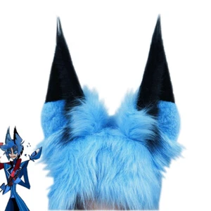 Wolf Ears Hazbin Hotel Blue Alastor Cosplay Prop Radio Demon Rabbit Deer Tail - Picture 1 of 7