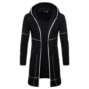Cárdigan con capucha para hombre chaqueta frente abierto manga larga gabardina ropa de abrigo informal - Imagen 1 de 16