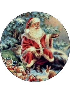 Topper de pastel de hielo comestible Christamas de 7,5" vintage precortado - Imagen 1 de 1