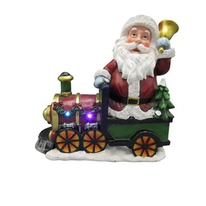 Christmas Light Up Santa Train Figurine (Xmas LED Decoration Ornament) - Picture 1 of 7