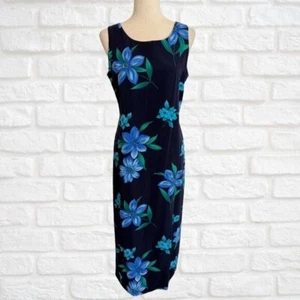 Vintage Studio I Petite Size 8P Blue Floral Maxi Dress Sleeveless 1990's 90's - Picture 1 of 6