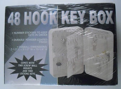 HEAVY DUTY METAL SECURITY KEYED LOCK BOX 48 Key Hooks / White Finish NEW IN BOX - Image 1 of 4