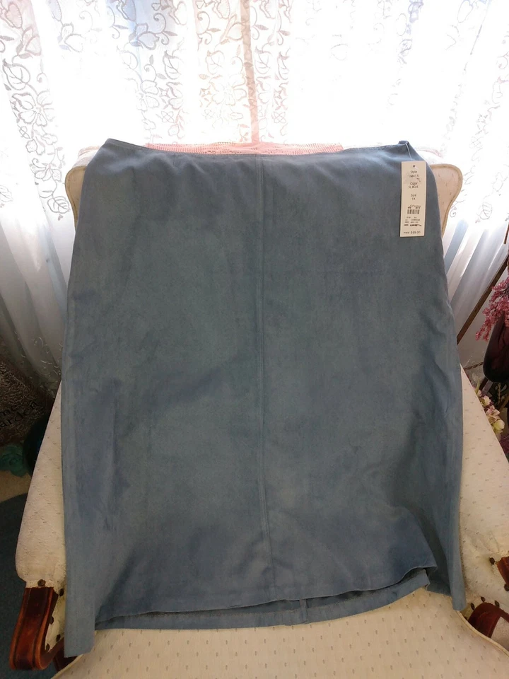 women's Allison Morgan skirt 1x blue brush cotton feel ✅ measurements - Image 1 of 4