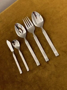Splendide Stainless Solara Satin Handle Serving Set Spoon Fork Knife - Picture 1 of 2