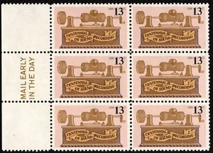 US - 1977 - 13 Cents Centennial of Sound Recording Issue # 1705 Mail Early Block - Picture 1 of 1