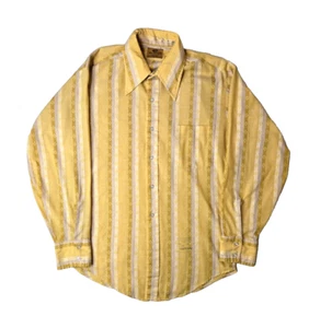 Van Heusen Vintage 60s 70s Vanopress 417 Gold Geometric Button Shirt Mens Medium - Bild 1 von 7