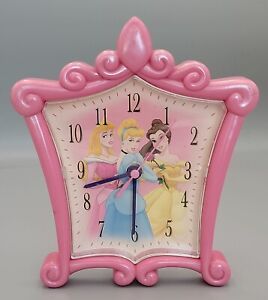 DISNEY Princess Pink Quartz Clock Cinderella Belle Sleeping Beauty AA Batteries