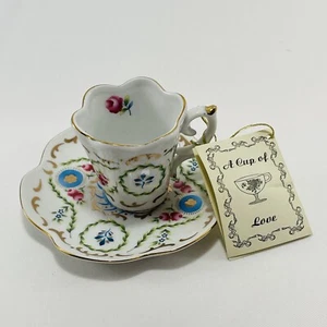 Joyce Andresen Vaughn Cup Love Teacup Espresso Saucer Set Flower Spring Summer - Picture 1 of 12