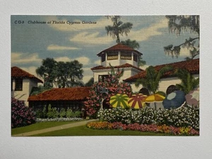 Clubhouse At Cypress Gardens Vintage Linen Postcard CH-9 Unposted - Picture 1 of 2