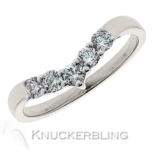 Anillo de boda Diamond Wishbone 0,45 quilates F VS corte brillante oro blanco 18 quilates - Imagen 1 de 1