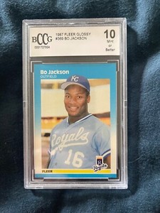1987 FLEER GLOSSY BO JACKSON #369 RC BCCG BGS BECKETT 10 GEM MINT ROOKIE - 454
