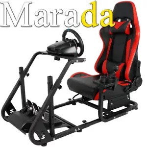 Marada Racing Sim Cockpit Stand with Seat Fit Logitech G29 G920 THRUSTMASTER T80 - Picture 1 of 22