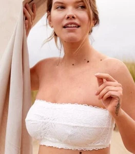 Aerie White Real Power Firework Lace Unlined Strapless Bandeau Bra - Picture 1 of 7