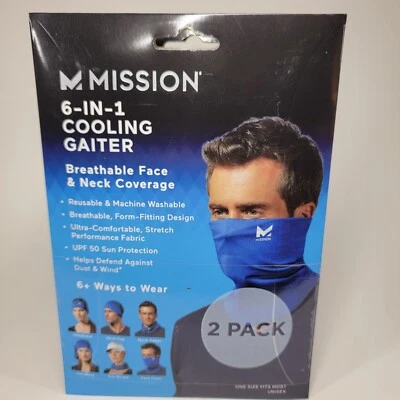 Polaina de enfriamiento Mission 6 en 1 - Cobertura transpirable para cara y cuello (azul) 2 - PACK Foto 1 de 4