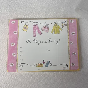 Roobee Invitations “A Pajama Party” Pink Yellow Envelopes 6” X 4.5” - Picture 1 of 5