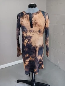 Neu Umgee langärmliges Henley-Shirtkleid Batik Multi TL60143 für Damen Größe Small - Bild 1 von 6