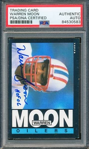Topps Warren Moon 1985 auténtico novato automático #251 Engrasadores de corte con certificación PSA/ADN - Imagen 1 de 3
