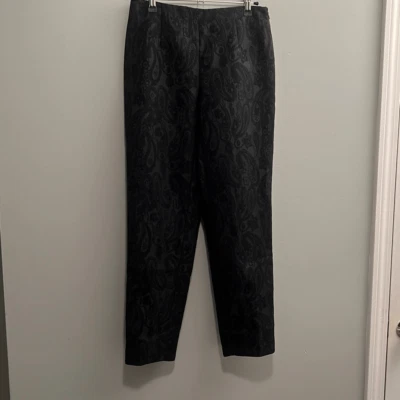 Brooks Brothers女式黑色佩斯利提花九分裤 — 第 1/4 张图片