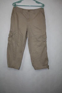 Caribbean Joe Sz 10 Beige 100% Cotton Capri Pants Cargo Pockets Hurricane Twill - Bild 1 von 7