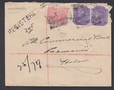 South Australia 1900s COONDAMGO Squared Circle Registered Cover to Tasmania