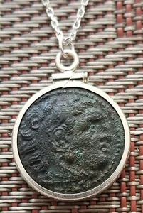 Alexander III the Great Ancient Greek Macedon Coin 925 Solid Silver Necklace - Picture 1 of 8