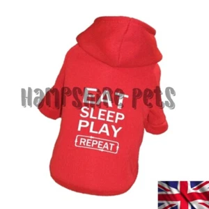 Pet Funny Clothes (Sleep Eat Poop) Dog Puppy Top Jumper Hoodie Warm Cat - Picture 1 of 4
